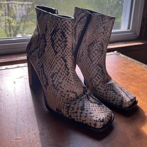 Maripe Vintage Snake skin print leather topper heeled boots